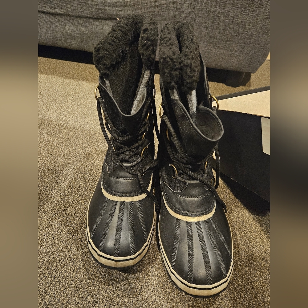 Sorel 1964 Pac Nylon Mens 11.5 Waterproof Black Boots